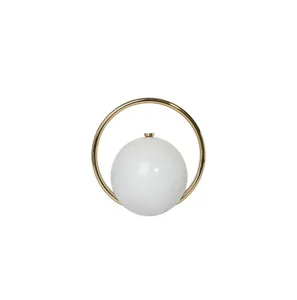 Elegante acryl bolvormige avondtas met gouden metalen ringhandvat, stijlvolle handtas.