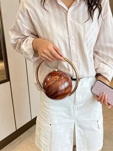 Stijlvolle acryl marmer patroon bal avondhandtas met gouden metalen handvat voor dames.