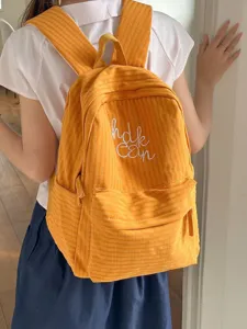 Japanese Harajuku Plaid Large Capacity School Backpack For Students Junior High Letter Embroidery Nylon Casual Travel Backpack For Women