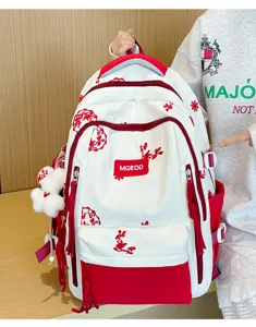 Zaino da scuola ricamato in stile cinese, grande capacità per studenti e tempo libero.