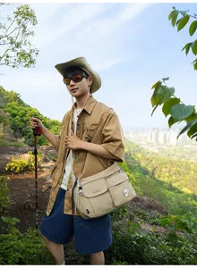 Casual nylon messenger bag for students, stylish crossbody shoulder bag for daily use.