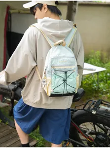 Casual colorblock backpack for outdoor cycling and travel, lightweight unisex casual daypack.