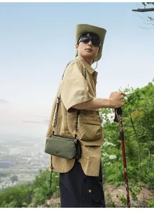 Bolso cruzado unisex ligero informal de cuadros estilo coreano senderismo al aire libre