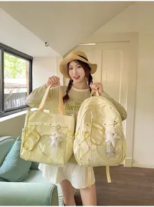 Mochila y bolso de hombro de dos piezas gran capacidad estilo japonés lindo para escuela