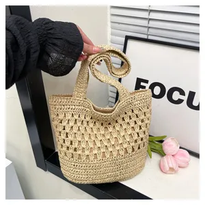 Sac a main pour femme en paille tressee fourre tout plage vacances ete sac epaule