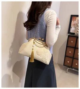 Borsa a tracolla ricamata in stile cinese vintage pochette da sera con catena per donna