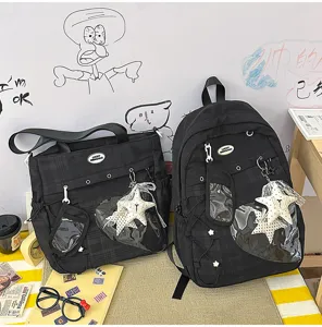 Conjunto de dos piezas mochila y bolso de hombro estilo kawaii japonés gran capacidad