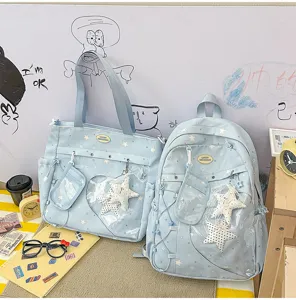 Lindo juego de mochila escolar y bolso de gran capacidad estilo ins japonés para niñas