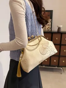 Borsa da sera retrò ricamata in stile cinese con catena, elegante borsa a tracolla da donna.