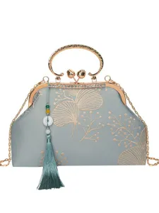 Borsa da sera vintage ricamata in stile cinese con tracolla a catena per donna vista principale.