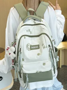 Zaino scolastico per studenti ricamato in stile college chic con grande capacità.