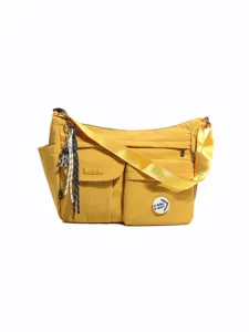 Yellow nylon messenger bag casual crossbody bag multi-pocket student shoulder bag main view
