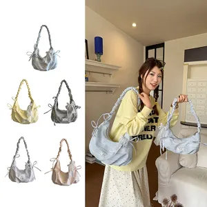 Vrouwen schattige ruitjes geplooide schoudertas casual student pendelen crossbody handtas