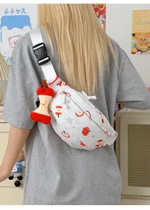 Mignon impression pomme toile sac de poitrine femmes mode streetwear sac bandoulière