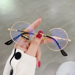 Retro ronde blauwlichtfilter metalen bril voor dames, vintage anti-glare optische montuur.