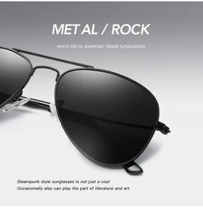 Klassische Metall Piloten Sonnenbrille mit polarisierten schwarzen Gläsern für stilvolle Outdoor