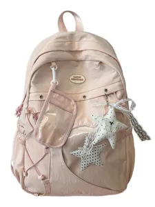 Mochila escolar de gran capacidad estilo niña linda japonés ins rosa nuevo top