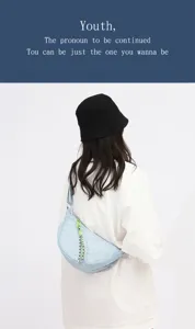 Korean style casual nylon crescent crossbody bag for women, stylish dumpling shoulder bag.