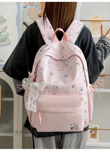 Japanese ins style cute puppy printed pink student backpack large capacity casual school bag