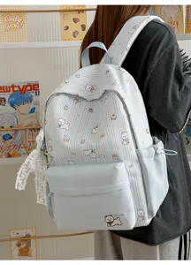 Cute Japanese style student backpack with lovely dog print and large capacity for school daily use.