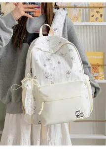 Cute Japanese style dog print canvas backpack large capacity school bag for students