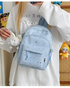 Leuke kleine damesrugzak met sterrenprint, stijlvolle casual dagrugzak voor school en reis.