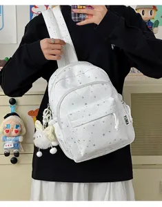 Leuke kleine witte sterren print rugzak casual dagelijks reizen schooltas voor vrouwen