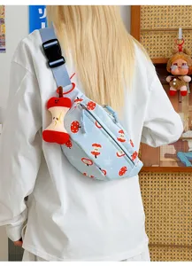 Joli sac de poitrine pour femme imprimé pomme dessin animé couleur bonbon sac bandoulière décontracté
