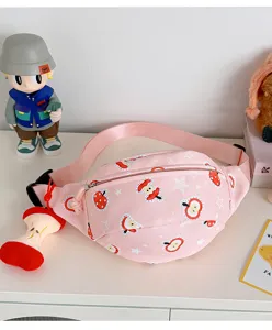 Joli sac banane imprime pomme de dessin anime, sac de poitrine tendance pour voyage quotidien.