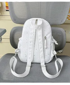 Kleine witte rugzak met sterrenprint voor dames, schattige casual reisschooltas voor reizen