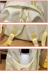 Large capacity student school bag with contrast color design, premium canvas and embroidery details.