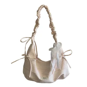 Casual ruitjes geplooide schoudertas voor dames, leuke handtas voor dagelijkse reis en werk.