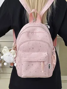 Mode Kleine Sterrenpatroon Rugzak Voor Meisjes Dagelijks Woon-werkverkeer School Reizen Nylon Mini Rugzak Met Sterrenprint