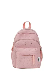 Roze mini sterren rugzak voor dames, schattige casual schooltas voor dagelijkse reizen en werk.