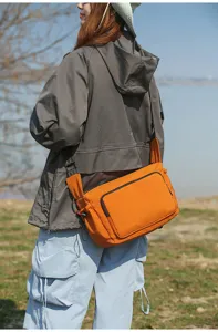 Bolso cruzado de trabajo naranja para hombres y mujeres, bolso mensajero casual para exteriores.