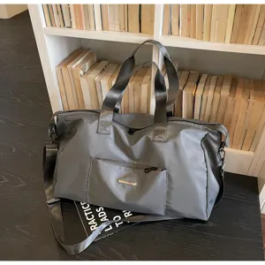 Grijze reistas grote capaciteit fitness sport schouder handtas voor heren en dames