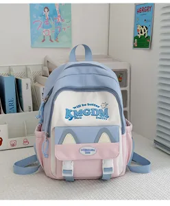 Color-block student school backpack large capacity cute casual book bag for teenage girls