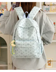 Candy color star nylon student backpack large capacity school bag for girls detail view
