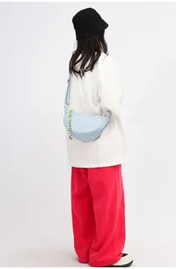 Light blue crescent dumpling shoulder bag crossbody fashion casual stylish purse for daily wear