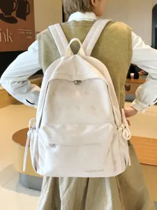 Japanischer Schlichter Schleife Studenten Rucksack Veloursleder Polyester Schultasche Für Mittelschule Mädchen Täglicher Rucksack