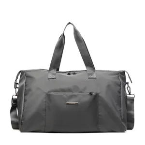 Detail grijze reistas, waterdichte nylon fitness sport yoga schoudertas handtas.