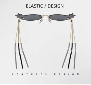 Unique star-decorated frameless sunglasses with multi-leg elastic design for trendy street style.