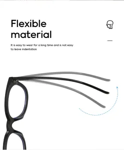 Détail de monture carrée noire flexible, branches ultra-résistantes et confortables.
