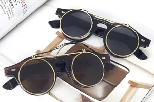 Vintage Steampunk Sonnenbrille mit Doppelrahmen runder Metallrahmen Retro Brille.