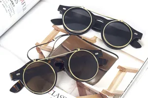 Vintage doppelte Schicht runde Sonnenbrille Retro Punk Metallrahmen Sonnenbrille Damen Herren