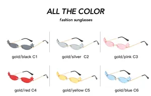 Star rimless sunglasses with metal frame and colorful lenses, stylish fashion eyewear.