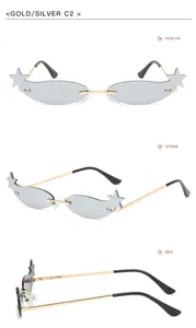 Unique star rimless sunglasses for men and women, fashion metal frame eyewear street style.