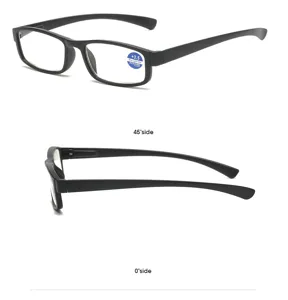 Schwarze kleine Blaulichtfilter Lesebrille mit +3.5 Dioptrien 45 Grad Seitenansicht Detail