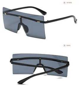 Occhiali da sole quadrati oversize monopezzo alla moda con dettagli di rivetti per adulti.