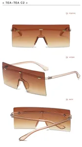 Grandi occhiali da sole quadrati monoblocco con lenti sfumate ed eleganti dettagli in metallo.
